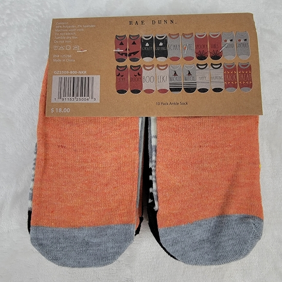 Rae Dunn 10 Pack Ankle Socks Halloween Theme Kids size M/L - Picture 3 of 9